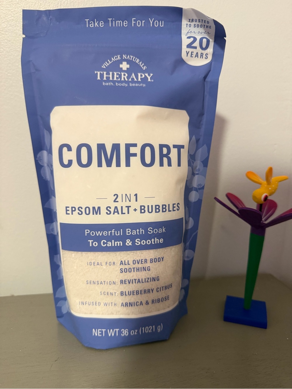 Comfort 2-in-1 Epsom Salt + Bubbles Bath Soak - Blue (Village Naturals Therapy)